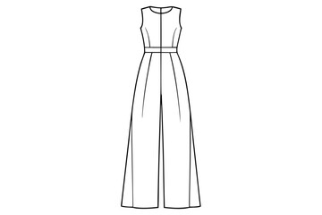 Trendy Jumpsuit with Wide Legs Vector Art
