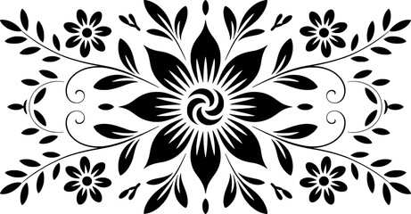 Fototapeta premium Black and white floral design elegant ornament