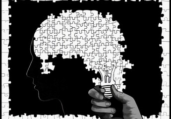 Brain Puzzle Idea Concept Illustration