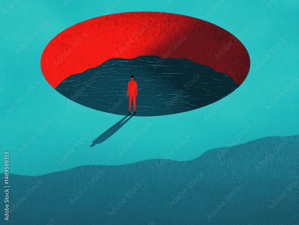 Poster surreal exploration of isolation in abstract landscape design