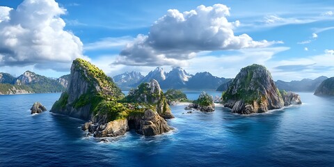 Obraz premium Exploring scenic islands crystal clear ocean nature photography tropical environment aerial view serenity and adventure