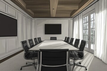 Conference room with wood details