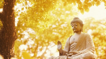 Buddha Statue in Golden Sunlight