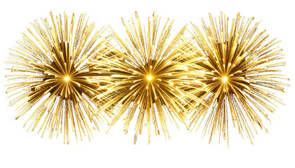 Obraz premium Golden fireworks burst in dazzling display against dark sky, creating festive and celebratory atmosphere. bright, sparkling lights radiate joy and excitement