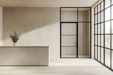 Fototapeta premium Minimalist reception area with natural light