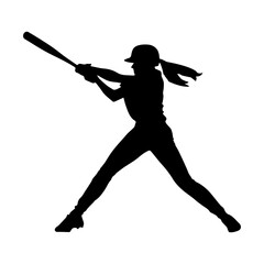 Silhouette of female baseball player swinging bat