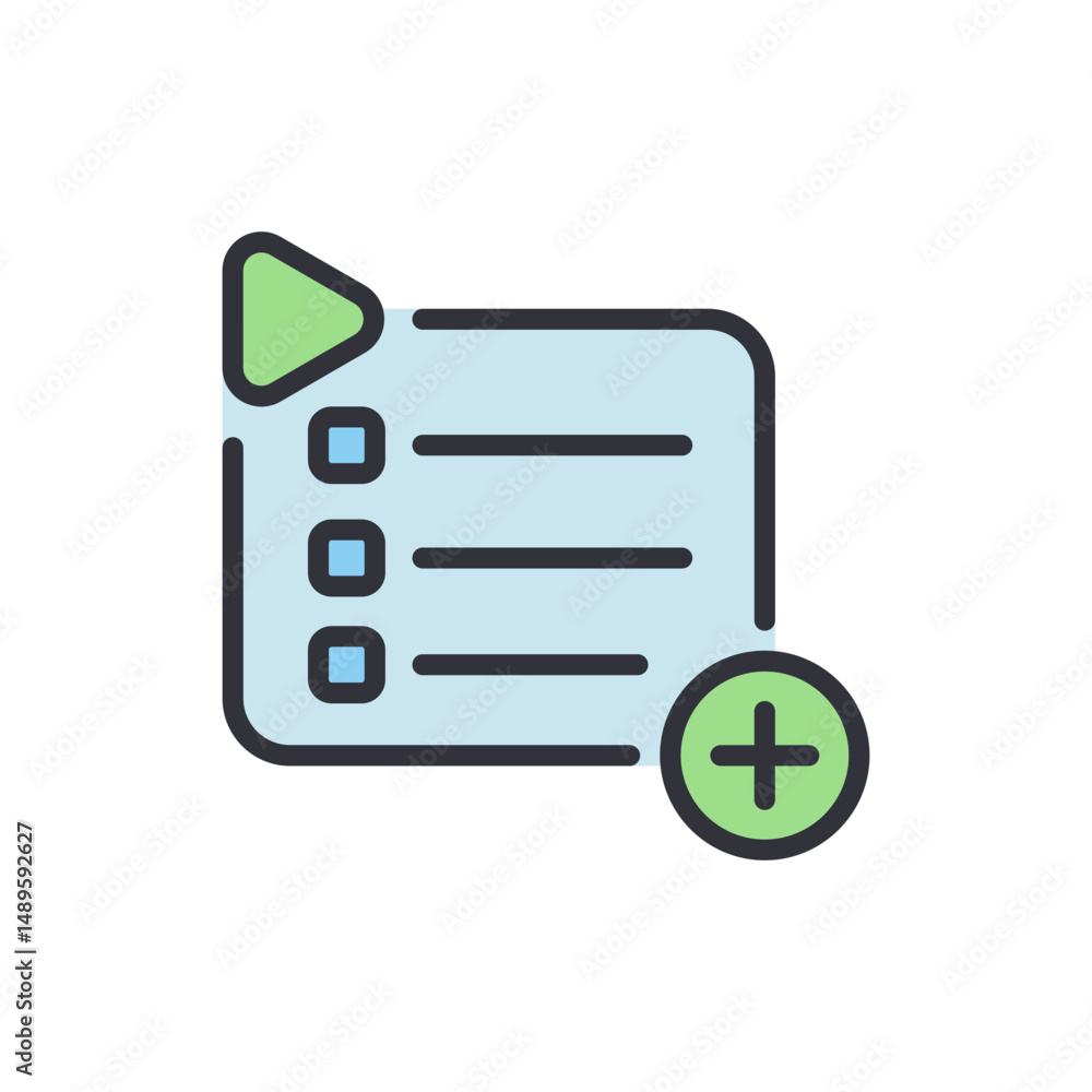 Aufkleber add list icon with plus sign for content creation design