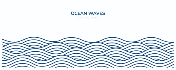 Water wave line pattern. Japanese style vector illustration