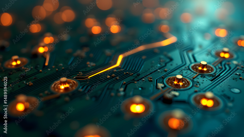 Aufkleber high-voltage zigzag circuit with double-node connections, glowing current effect, detailed power ele