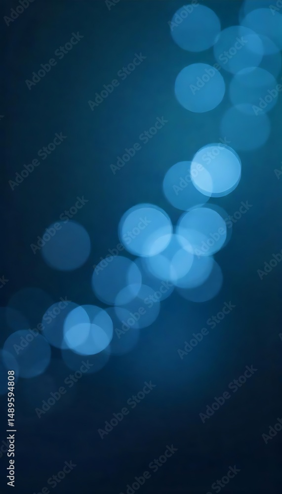 Poster generative ai image of blue bokeh lights on a dark blue gradient background