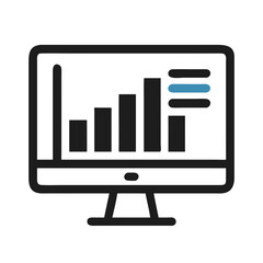 Monitor with Bar Chart Icon – Data Analysis, Statistics, Business, Dashboard Symbol
