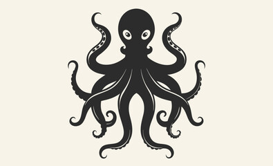 Octopus black silhouette, Octopus vector graphic, octopus black silhouette isolated vector art Illustration with white background  