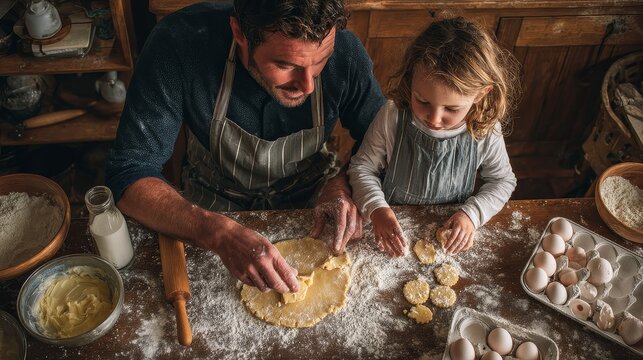 Happy father's day celebration baking with superdad at home family activity warm kitchen joyful moments thankyoudad