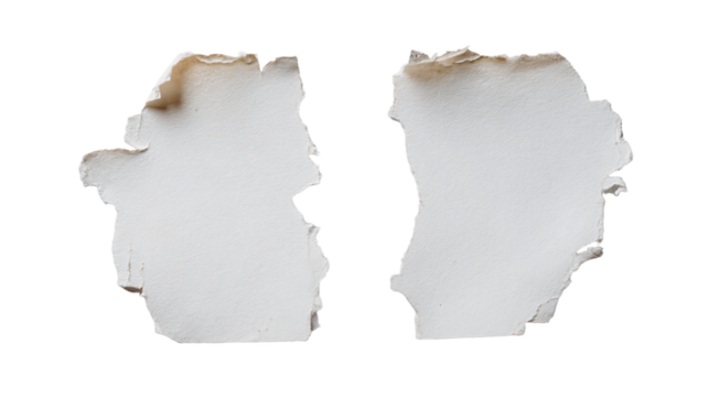 two pieces of paper are torn apart