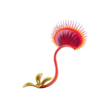Vibrant Red Venus Flytrap Close-Up on white background