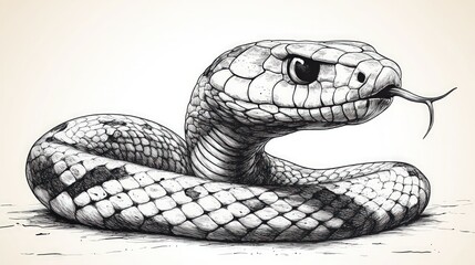 Fototapeta premium Detailed drawing of a snake