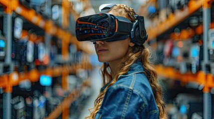 The concept of smart technology for industrial revolution and automated logistic control extends to future virtual reality technology, which promises innovative VR warehouse management solutions.