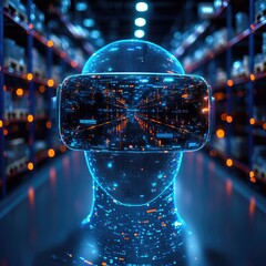 Smart technology for industrial revolution and automated logistic control extends to future virtual reality technology, which promises innovative VR warehouse management solutions.
