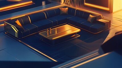 Obraz premium Futuristic interior design of a modern living room.