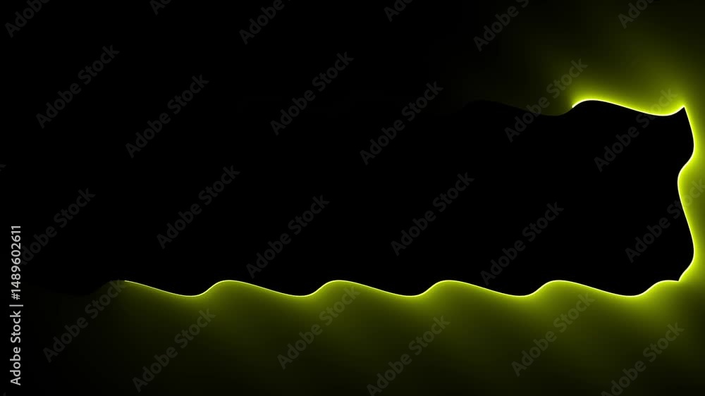 Poster abstract glowing wavy motion rectangular frame with minimal background effects with neon light green
