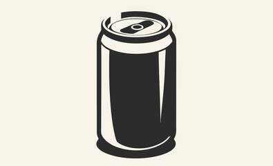 Soda can silhouette, Beverage can icon, Drink container vector, Black and white soda can illustration for beverage packaging and product design needs silhouette 