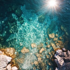 Obraz premium Exploring the tranquil ocean depths coastal waters nature photography serene environment aerial view beauty of nature