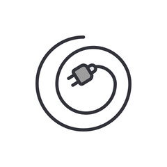 Stylized Power Plug With Cord Curled In Circular Design On Transparent