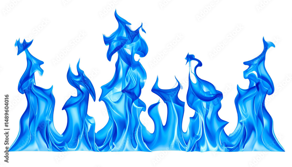 Wall mural vibrant display of blue flames dances against transparency background, creating mesmerizing and dyna