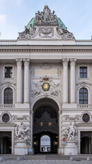 Vienna, Austria – Detail of St. Michael's Wing at Michaelerplatz, the grand Baroque facade of...