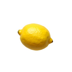 Vibrant lemon portrait, a highly detailed and lifelike citrus fruit with a slight sheen isolated against a minimal background