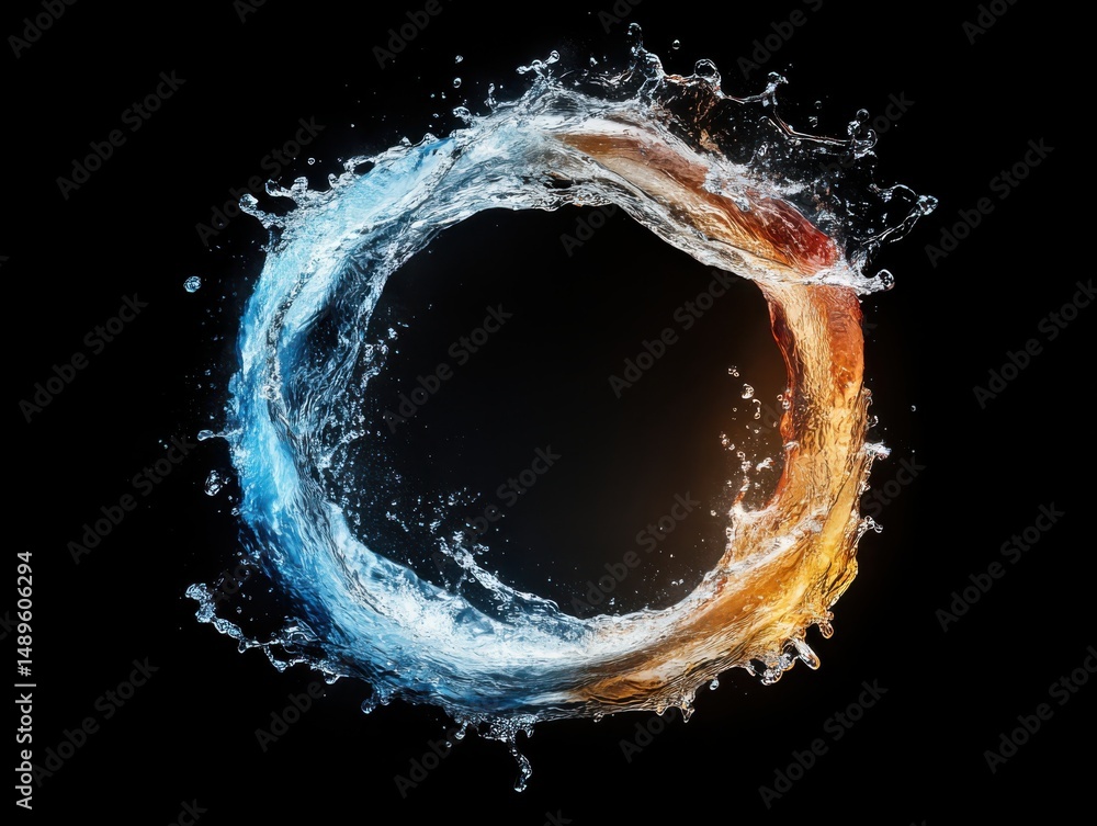 Poster dynamic water splash circle abstract art colorful display isolated background visual concept for cre