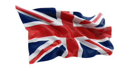 a british flag is flying in the wind