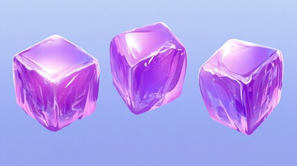 Three purple ice cubes graphic design