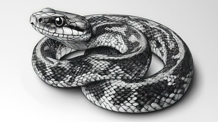 Fototapeta premium Detailed coiled snake illustration (1)