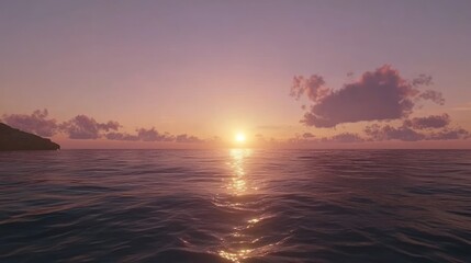 Fototapeta premium Peaceful Sunset Over Ocean Horizon