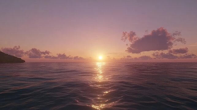 Peaceful Sunset Over Ocean Horizon