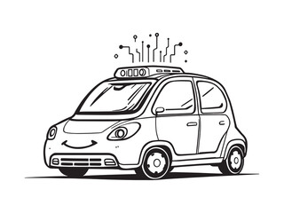 Autonomous Car vector line art
