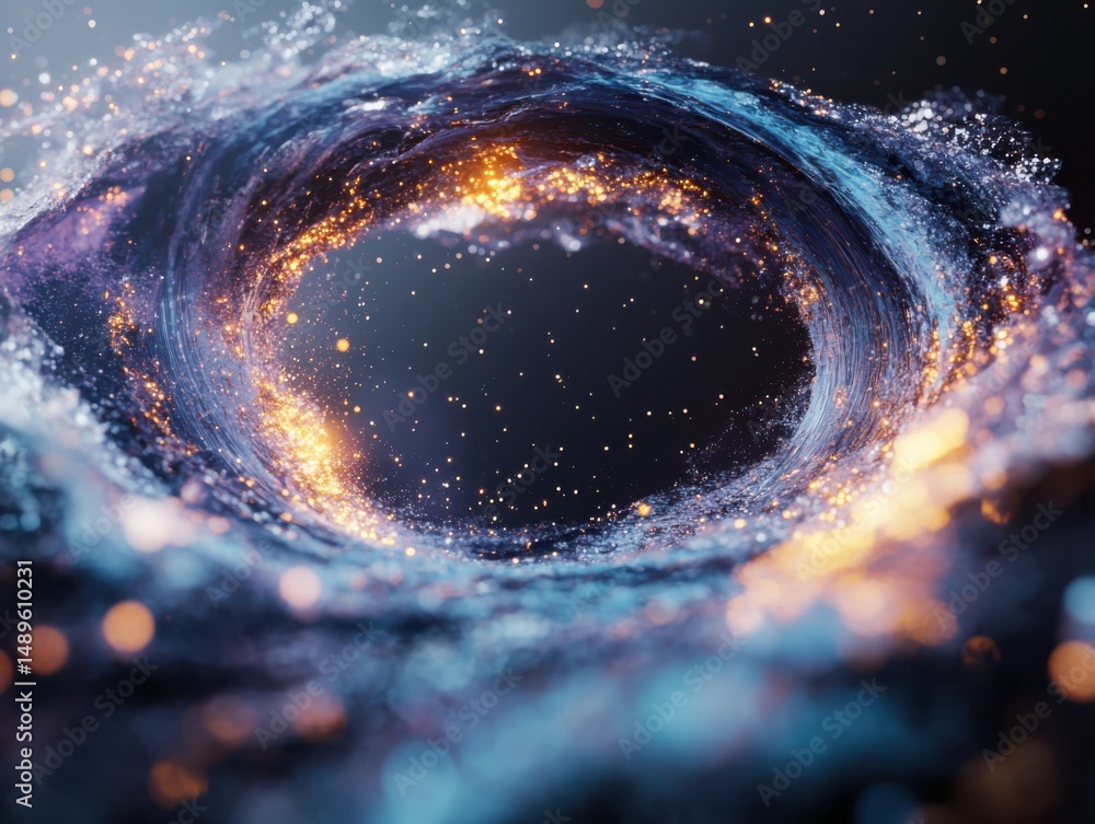 Poster cosmic vortex event outer space digital art sci-fi environment close-up view abstract concept