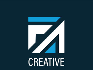 FA Letter Logo Design. FA letter logo design vector with white and vivid cerulean colors. Initial letters AF logo icon.