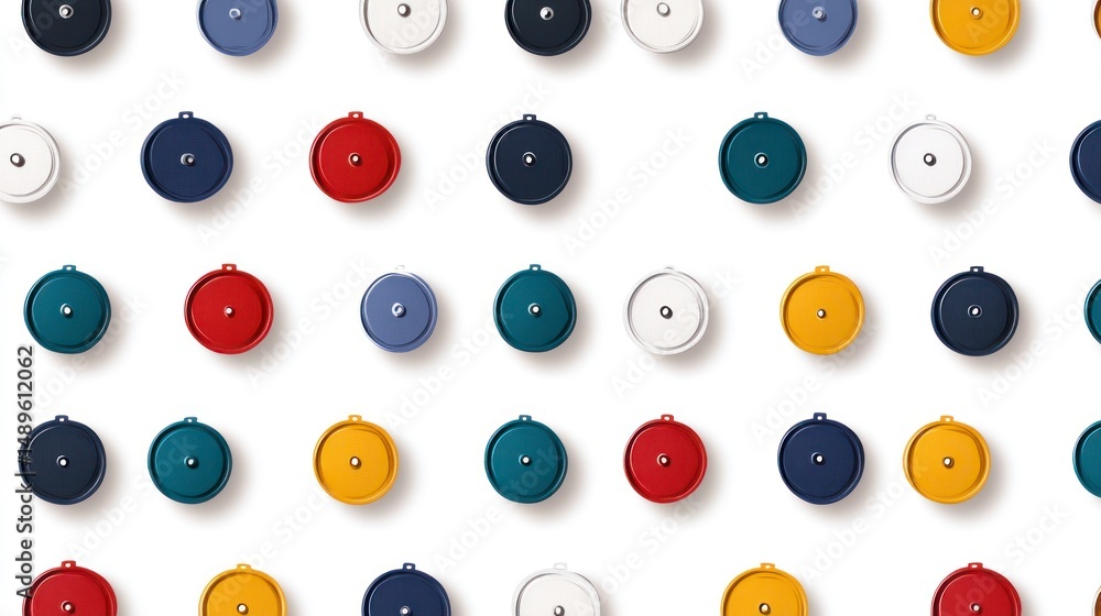 Poster colorful round objects pattern on white background