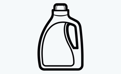 Detergent bottle line art illustration, Detergent bottle outline, Cleaning bottle sketch, Liquid container illustration