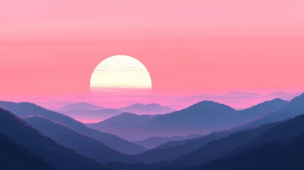 Obraz premium Pink Sunset Over Misty Mountains