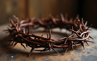 Crown of Thorns, Christian symbol of Suffering of Christ. Tools of the Passion. High quality