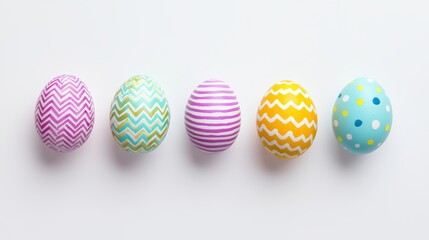Colorful Decorated Eggs on Light Background for Spring Celebration