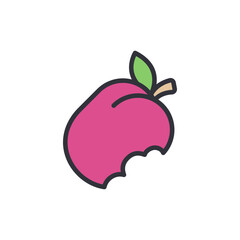 Stylized Bitten Plum Icon Symbolizing Imperfection Or Temptation