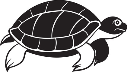 Turtle Silhouette Vector Illustration On White Background