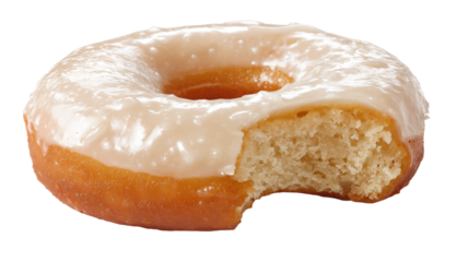 a glazed donut with a bite taken out of it