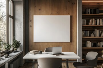 Modern workspace with blank canvas (1)