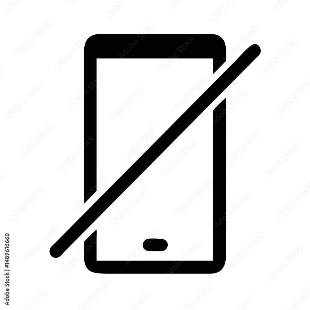 Poster no phone symbol with diagonal line in minimal style