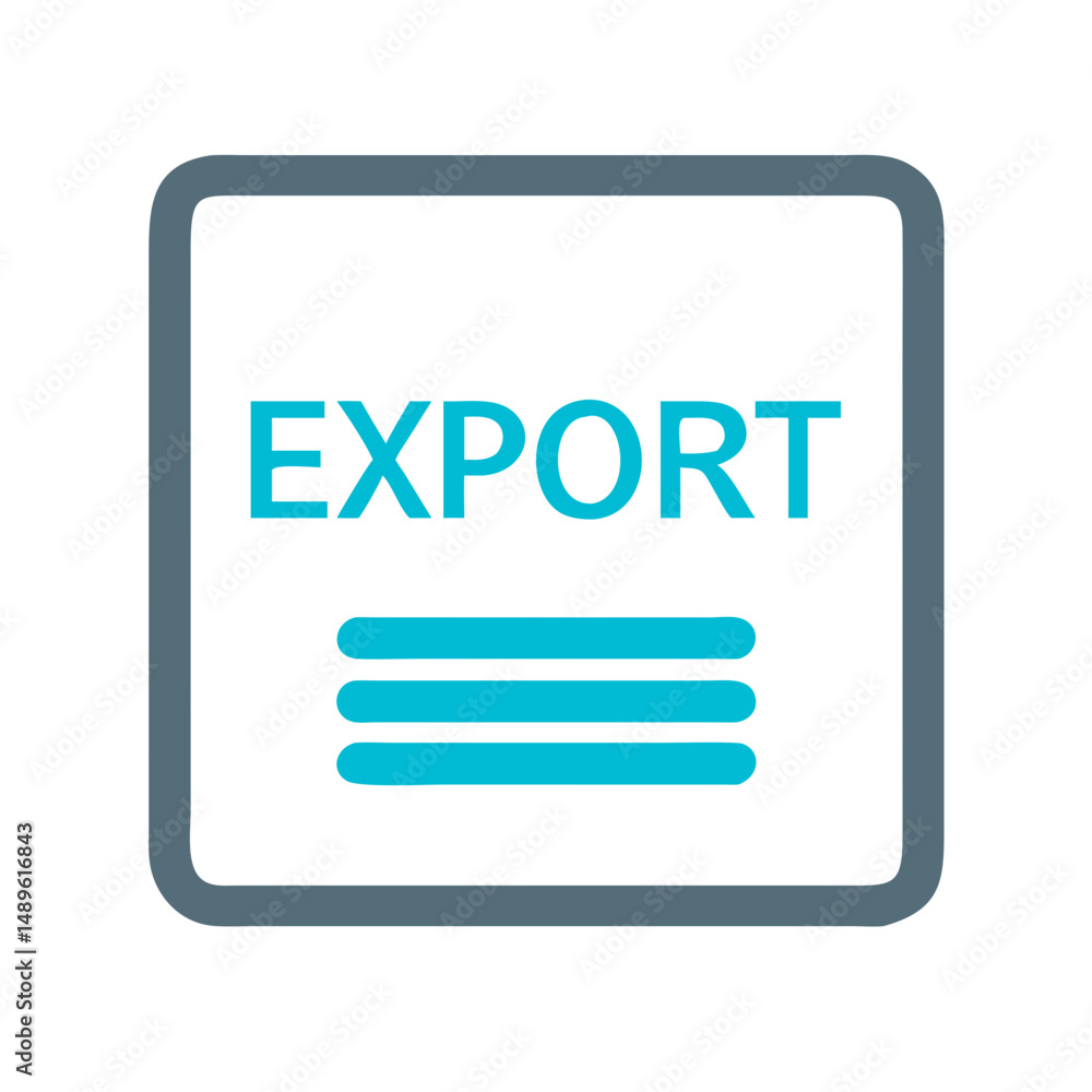 Poster export icon in rounded square with text lines below